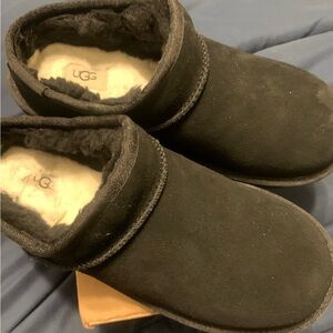 UGG Black Rubber-Sole Slip-Ons
